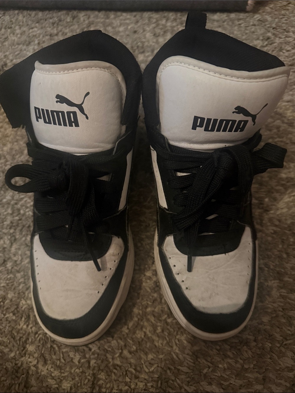 Puma Kids Black and White High Top Sneakers